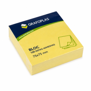 BLOC 100 NOTAS ADHESIVAS 75X75MM AMARILLAS GRAFOPLAS