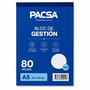 BLOC DE GESTION PACSA 80 HOJAS 4X4 A5 AZUL