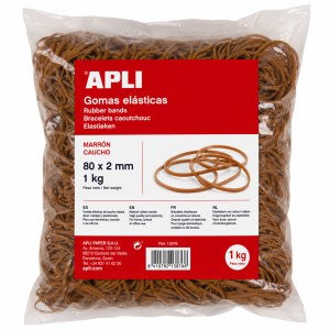 GOMAS ELÁSTICAS APLI MARRÓN CAUCHO 80X2 MM 1 KG