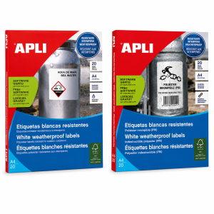 ETIQUETAS ADHESIVAS INTEMPERIE / RESISTENTES APLI A4 210X297 MM (CAJA 20 HOJAS)