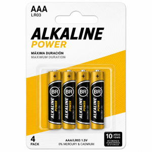 BLÍSTER 4 PILAS ALCALINAS AAA/LR03 ALKALINE POWER