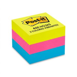 TACO NOTAS POST-IT CUBO 400H 3 COLORES VIBRANTES