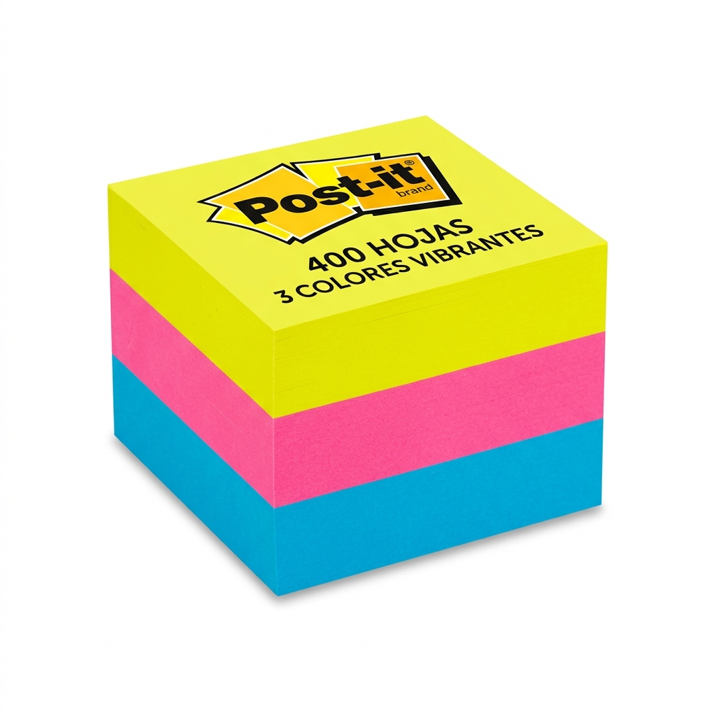 TACO NOTAS POST-IT CUBO 400H 3 COLORES VIBRANTES
