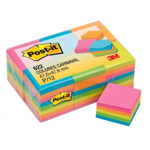 TACO NOTAS POST-IT 622 COLORES CARNAVAL 47,6x47,6 P/12